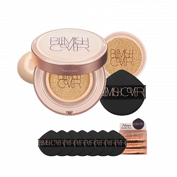 Маскирующий кушон с сияющим финишем + Паффы 02 Blemish Cover Conceal Cushion (Glow) + Puff Set 02